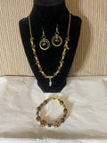 3 piece ceramic & gemstones set Necklace, Bracelet & Earrings