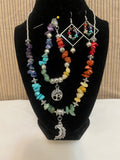 My Chakra gemstones set of 3  Necklace with a crescent moon, Bracelet with the tree of life,Earrings