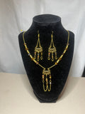 Necklace  & Earrings brown tone Crystal beads & gold tone findings & chain