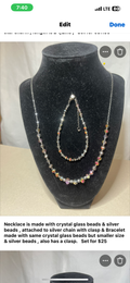 Necklace and  Bracelet in purple tones & nickel
