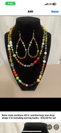 Boho style Necklace & Earrings In assorted colors