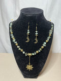 Sun dangle Necklace & Half Moon dangle Earrings