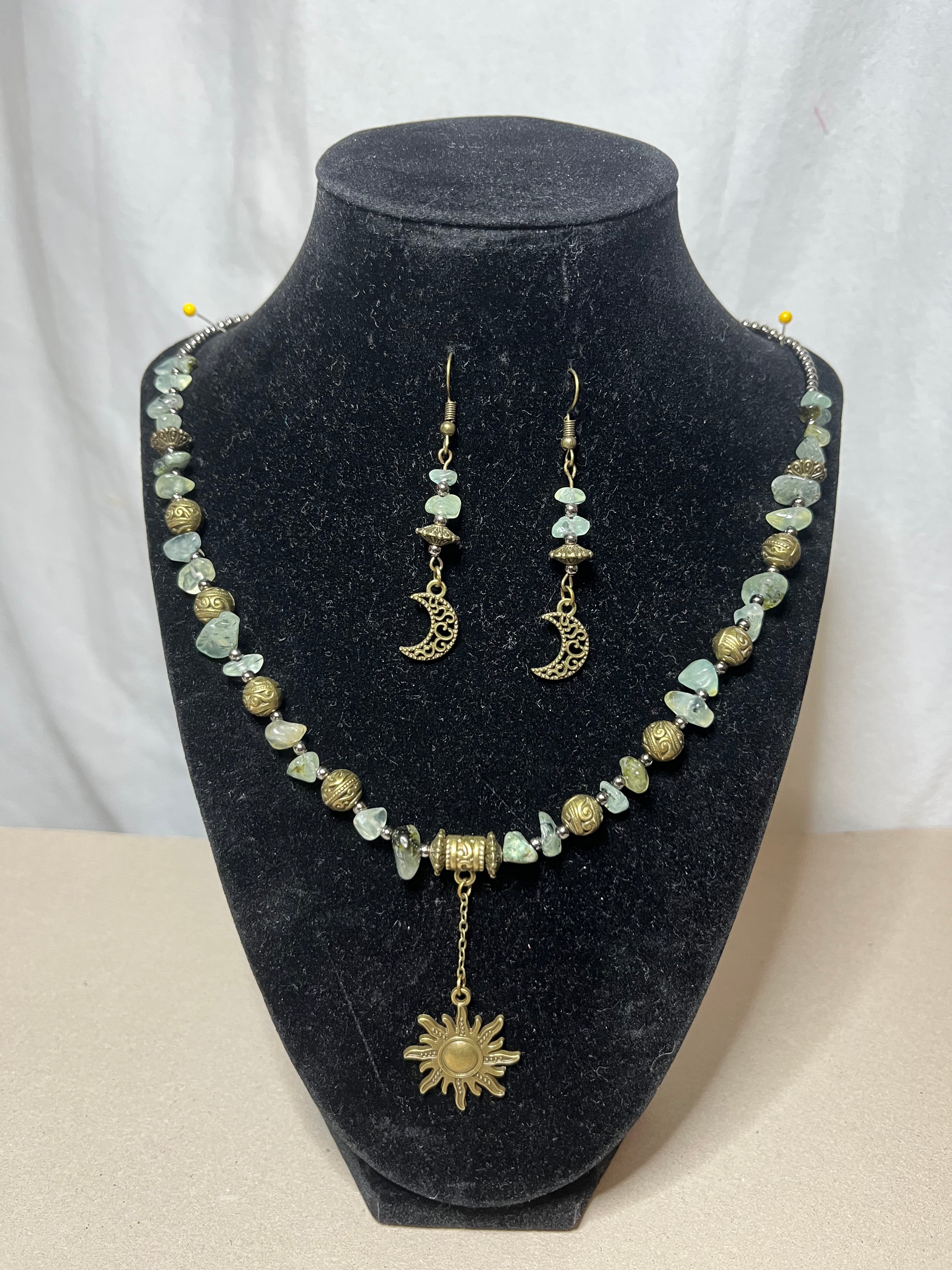 Sun dangle Necklace & Half Moon dangle Earrings