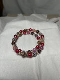Memory Wire Bracelet with pink tones & gold beads & findings