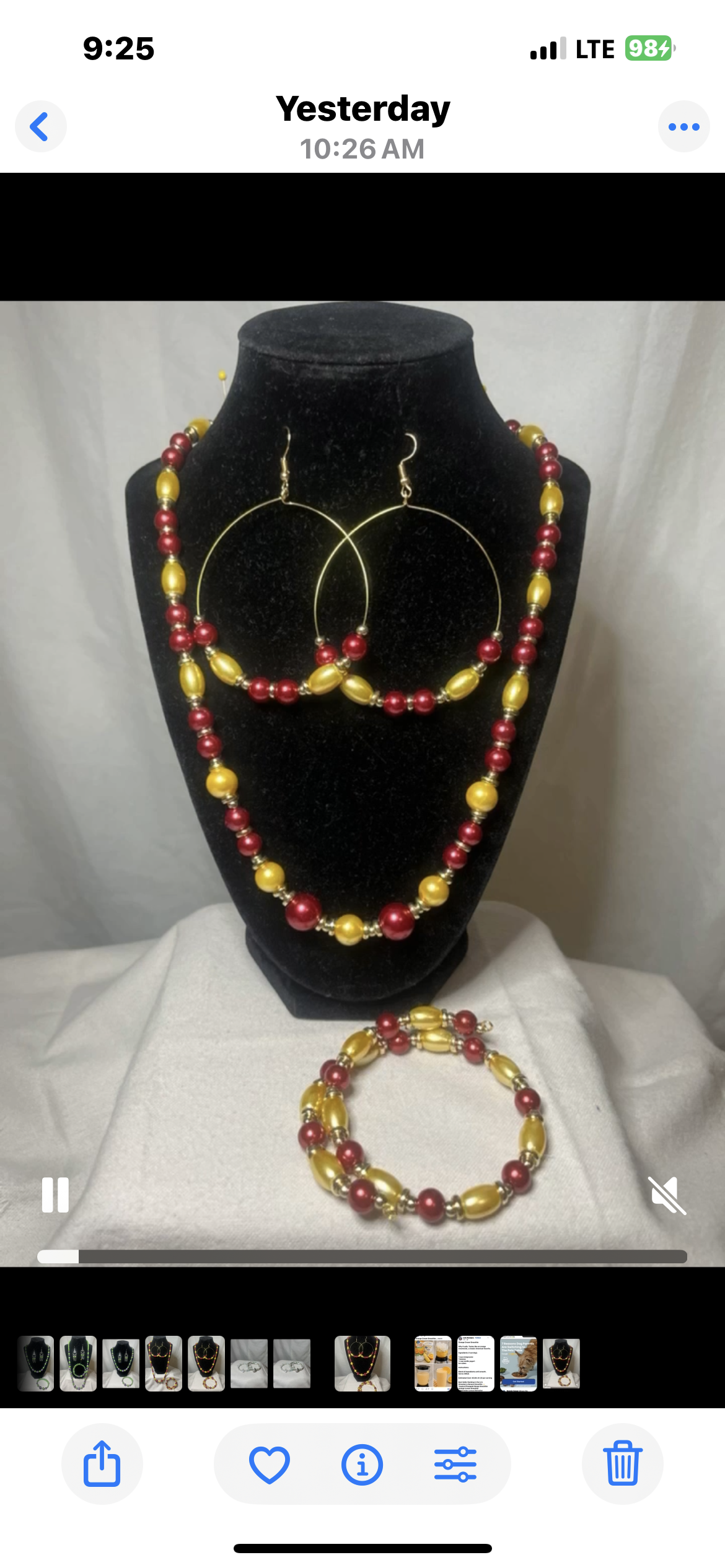 3 piece Boho Burgundy & Gold glass beads, Necklace, Bracelet, Earrings